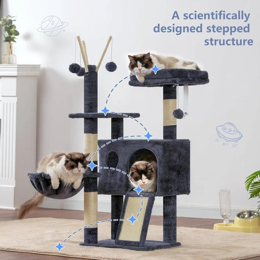 NBVCX Cat Tree Tower With Scratching Posts And Cozy Hammock
