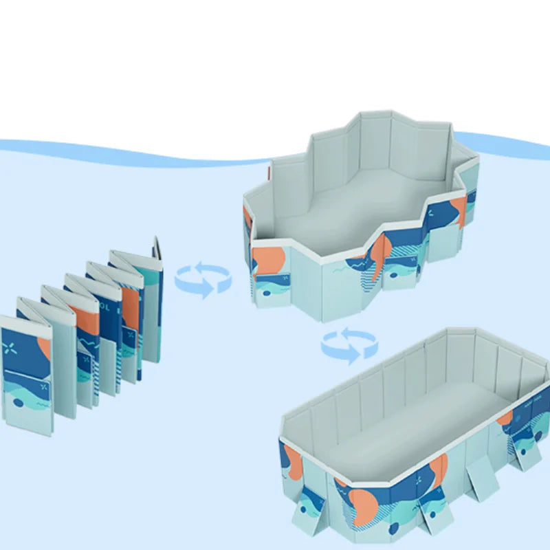 Foldable Swimming Pool 3M/2.6M Non Inflatable Thickened Wear Resistant Outdoor Summer Water Party Family Pool for Kids and Pets Maldives Blue