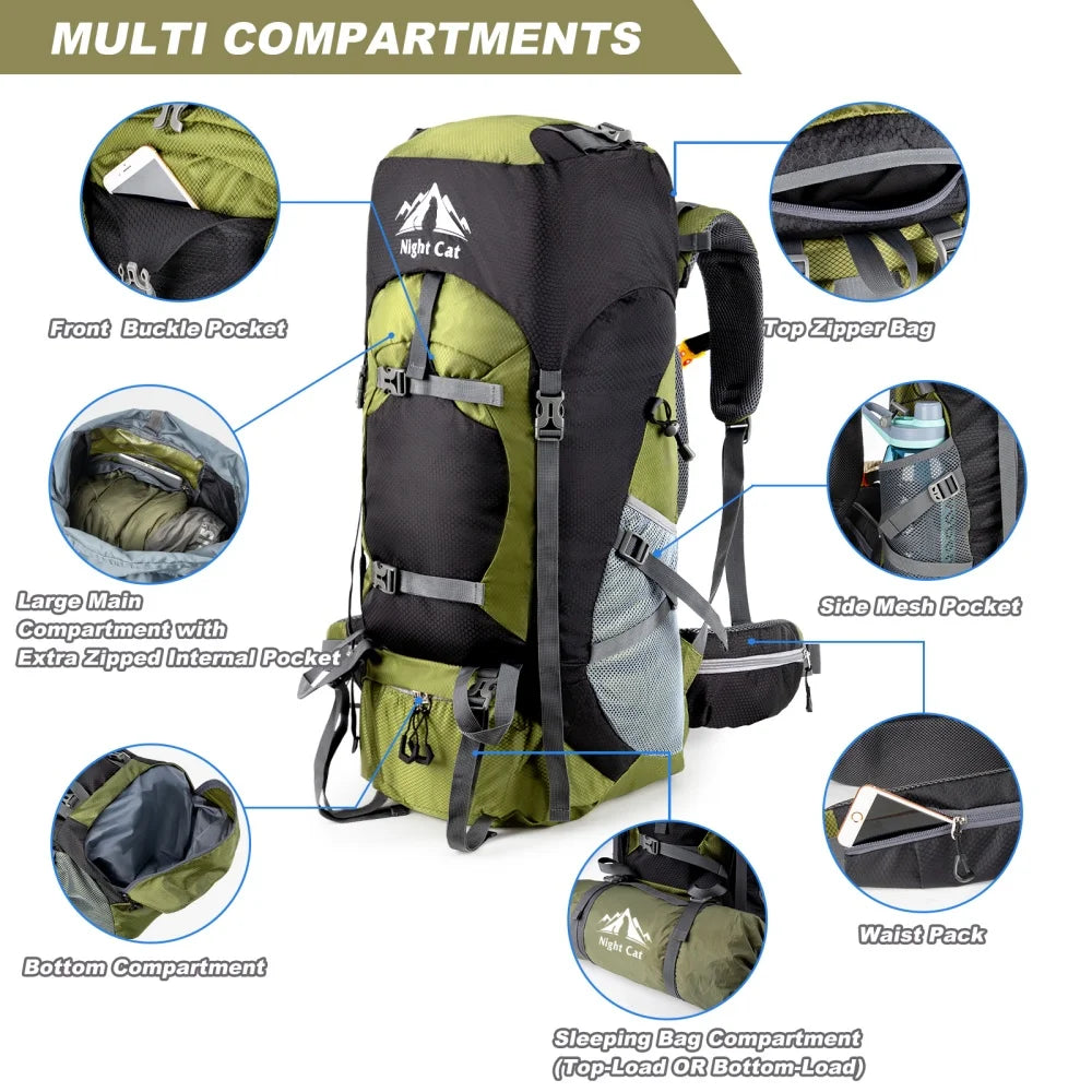 Night Cat Lightweight Waterproof Camping Hiking Backpack