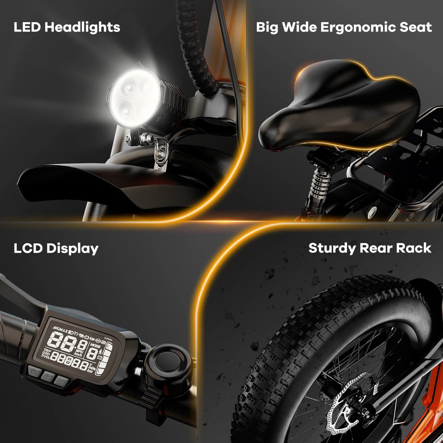 CYBERVELO EK4 Folding 1000W Electric Bike All Terrain 48V Battery