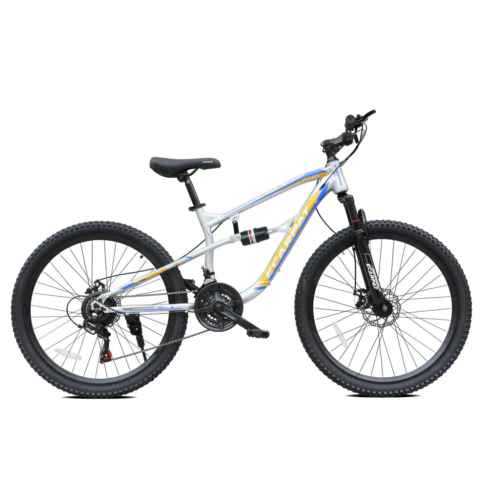 Mountain Bike With 21-Speed Gears, Full Suspension And Disc Brakes