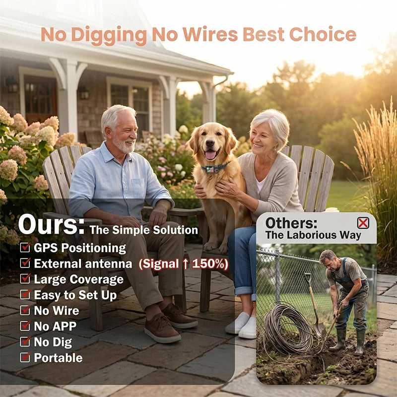 Dog GPS Electronic Fence System With Training Collar Waterproof Wireless
