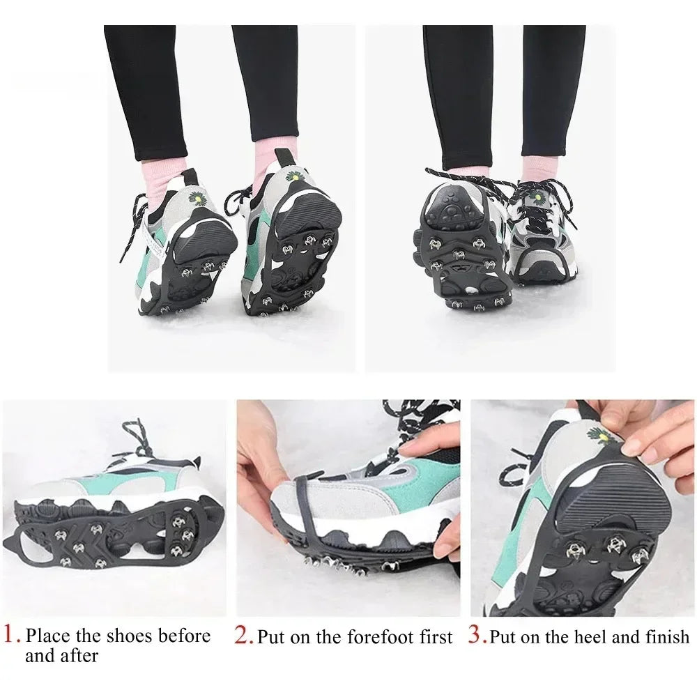 8 Teeth Ice Gripper Spike for Shoes Winter Outdoor Anti-Slip Hiking Mountain Climbing Ice Snow Crampons Anti-slip Shoe Gripper
