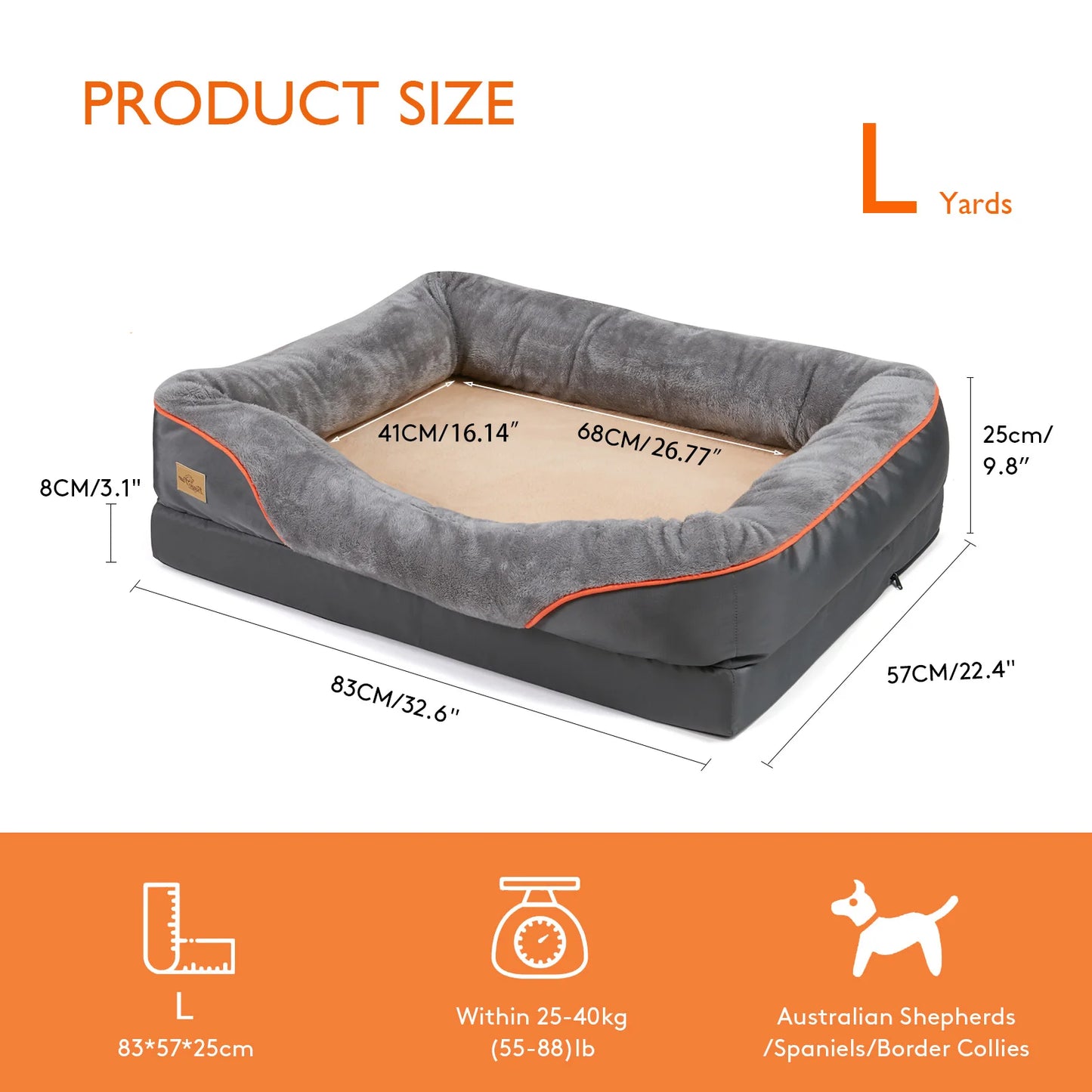 BINGOPAW Waterproof Anti Allergy Dog Bed With Removable Washable Cover