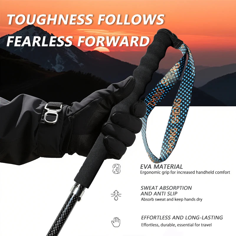 Okhealing T800 Carbon Fiber Collapsible Trekking Poles For Hiking